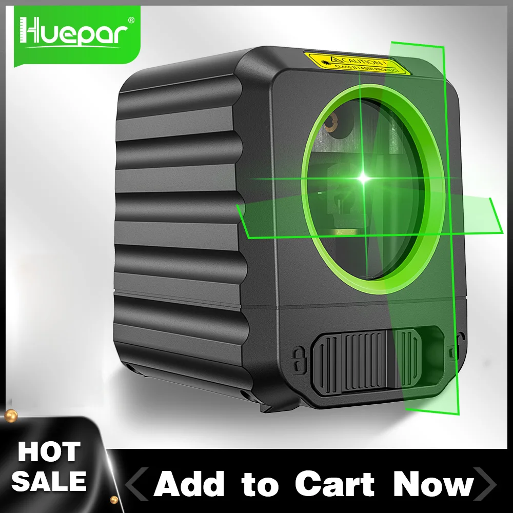 Huepar-Nivel láser de 2 líneas autonivelantes, Rayo Verde, línea cruzada Vertical y Horizontal, alineación de 100 pies, herramientas láser para el hogar, bricolaje