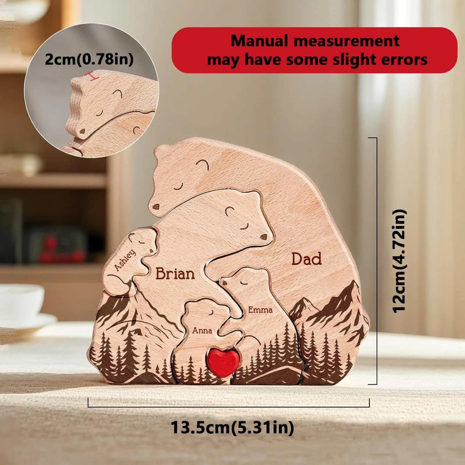 Customized Wooden Bear Family Puzzle – Heartwarming Gift for Baby's Birth or Mom, Perfect for Holidays