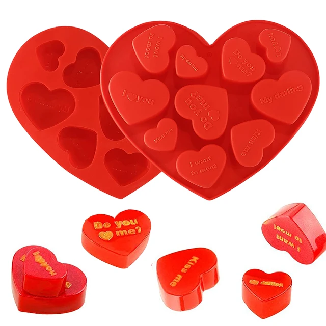 10 Holes English Letter Heart Shaped Silicone Mold Valentine's Day Heart  Mold Chocolate Gummy Mould Silicone