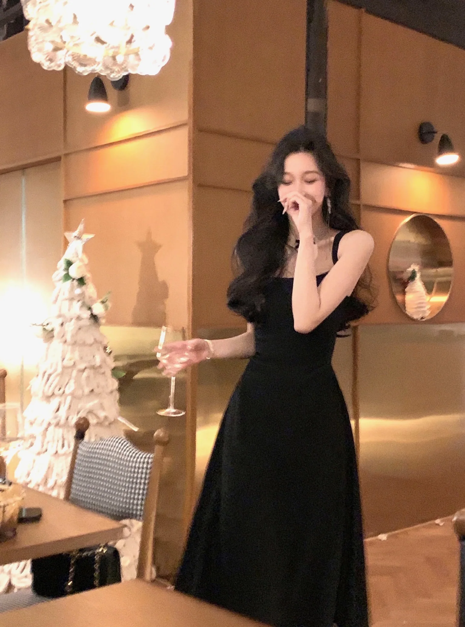 Spring New Elegant Square Collar Midi Party Dresses for Women Long Sleeve Black White Slim Vestidos Female High Waist Clothes