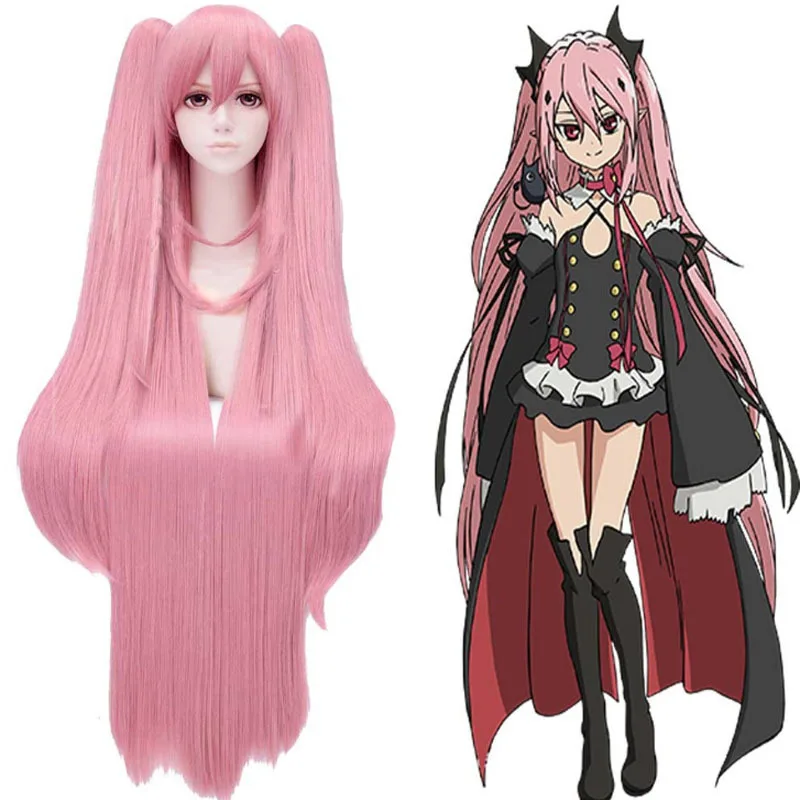 

Anime Krul Tepes Wig 100CM Pink Double Ponytail Long Straight Wigs Owari No Seraph Of The End Synthetic Cosplay Wig