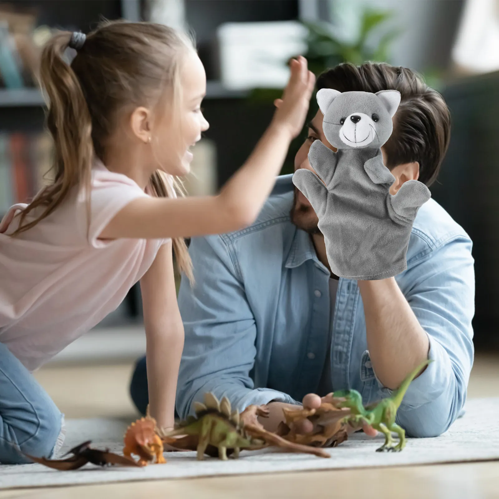 고양이 손인형 대화형 스토리텔링 교육용 역할놀이  를 위한 손인형 창의력 의사소통 능력