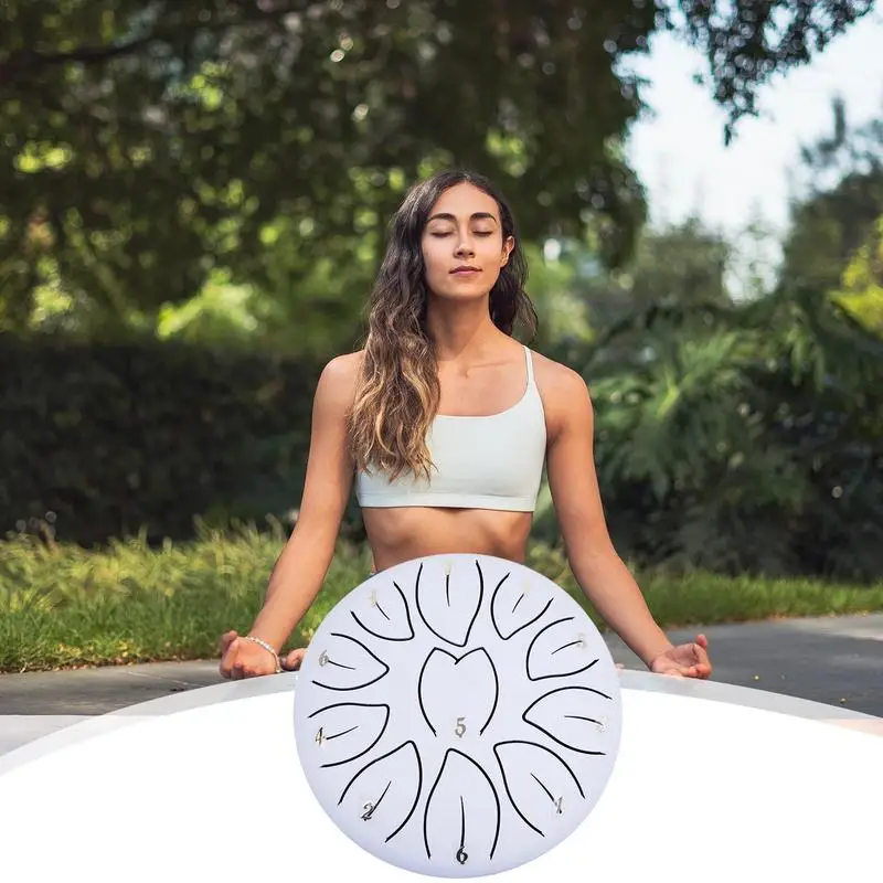 Ethereal Drum Hand Drums 6 inches 11 Notes Rain Drum Instrument Portable Steel Tongue Meditation for Music Education