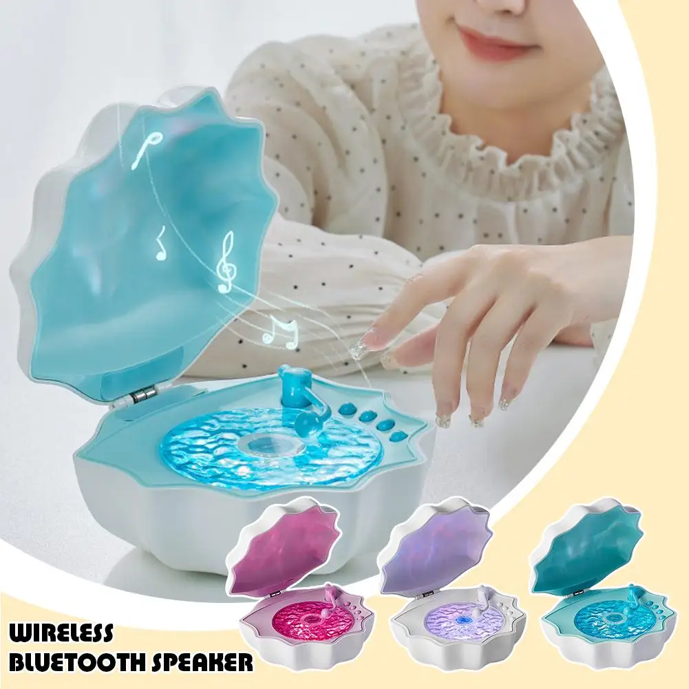 Shell Ocean Wave Projector Light Seashell Waves Vinyl Bluetooth Speaker with Mood Lamp 7 Colors Waves Night Light for Bedro R4I3
