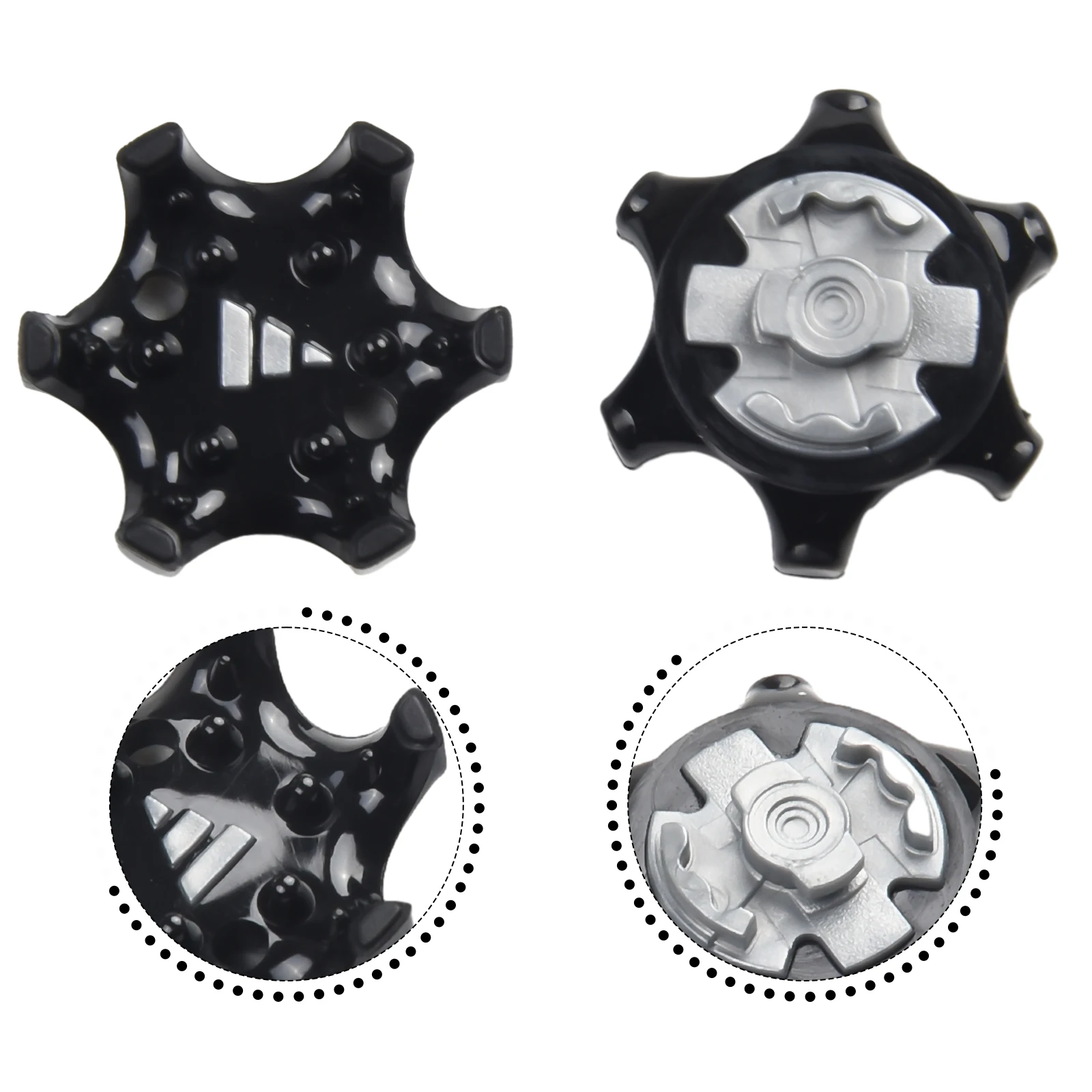 

30PCS Golf Shoe Spikes Replace Clamp Cleat Screw-In Removal Tools Plastic Black Soft Durometer TPU Golf Accesseries 2.9x1.2cm