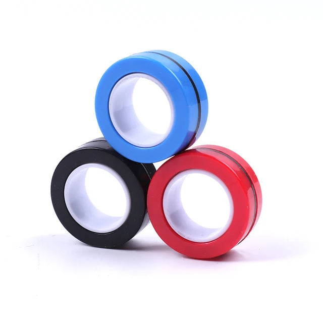 3pcs Magnetic Rings Unzip AntiStress Ring Spinner Magnetic Spinner Magic Ring Tool Bracelet For Children and Adult 3pcs-red blue black