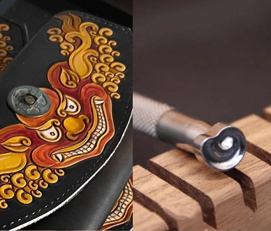 Stainless Steel 304 Leather Embossing Tool Scroll Pattern DIY Leathercraft Stamping Seal For Handmade Leather Projects