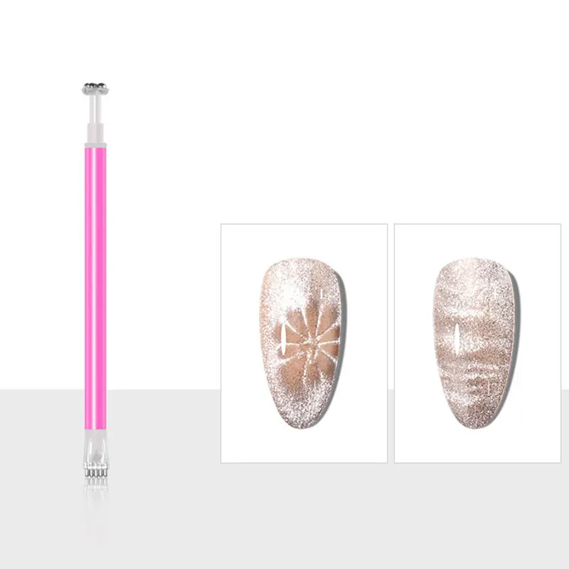 Magnetic nail art tools cat eye nail tool magnetic nail tools magnetic nail pen Double-Ended Flower Magnet Pen 3D Cat Eye Magnet Stick for Gel Varnish 1Pcs Strong Stick Multi-Function Nail Tools 13*0.8