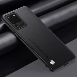 Premium Luxury PU Leather Matte Phone Case - Enhanced Silicone Protection for Samsung S20 Ultra (Black)