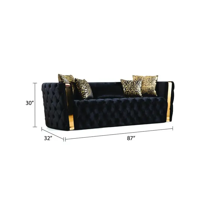 Black Velvet Sofa Set 2