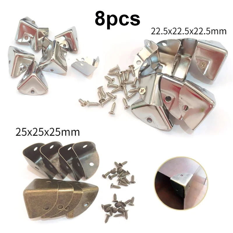 Antique Metal Wooden Wine Box Corner Iron Protection Case Edge Guard Gift Box Packaging Corner Cover 4-8pcs Furniture Corner Protector