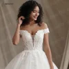 BEPEITHY Customized Ivory Off Shoulder Lace Wedding Dresses For Women Deep Neckline Boho Bride Modern Bridal Ball Gown 2