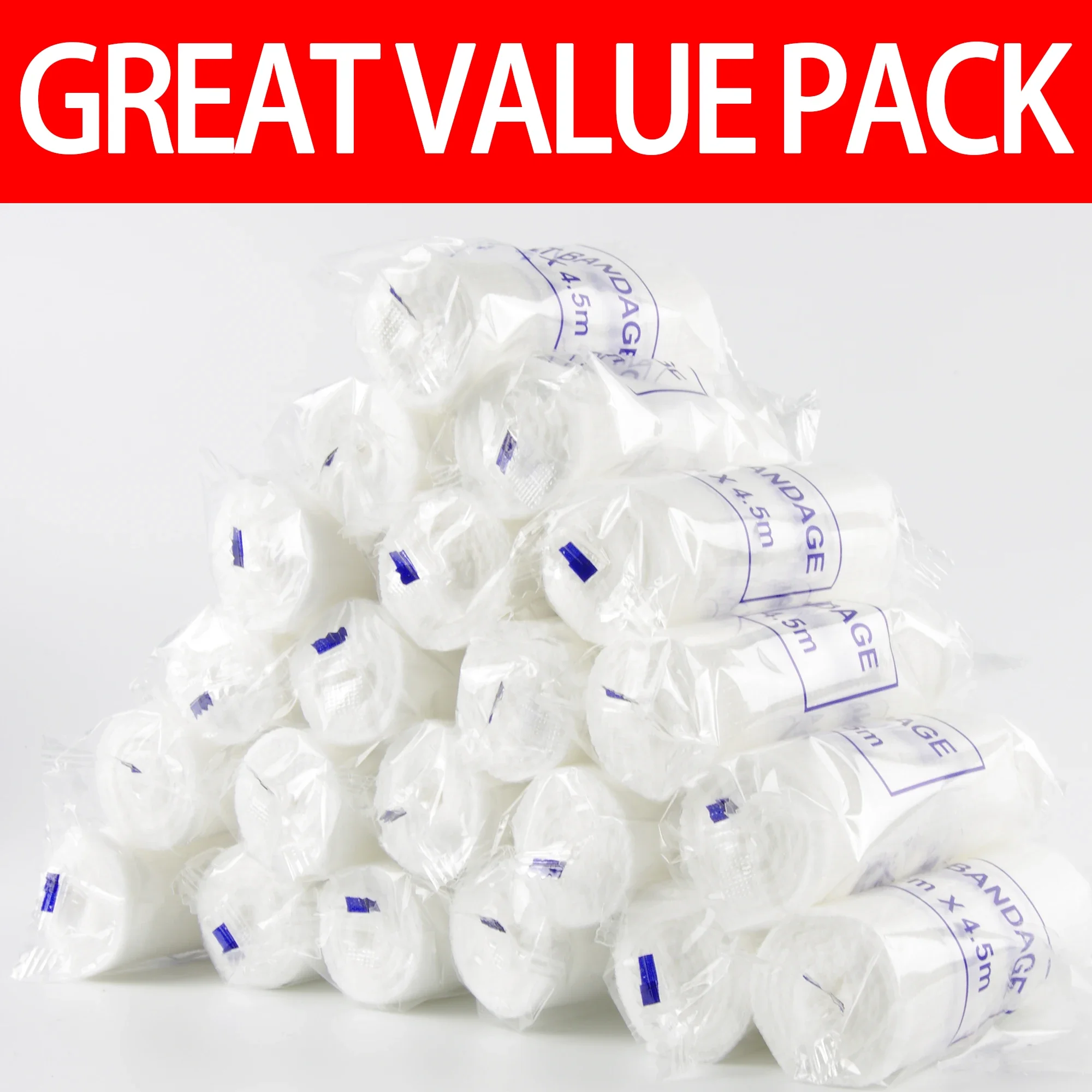Premium Gauze Rolls 12-24 Pack 3-4" x 4.9yd Breathable Rolled Gauze Wrapped Bonus Tape First Aid Conforming Wrap Wounds first aid kit wound bandage medical wound dressing