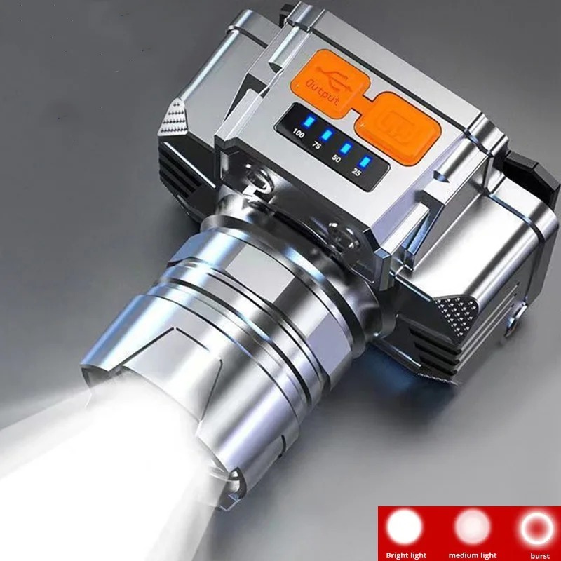 High-Power LED Rechargeable Headlamp - Long-Range Spotlight for Outdoor Adventures, Fishing & Camping