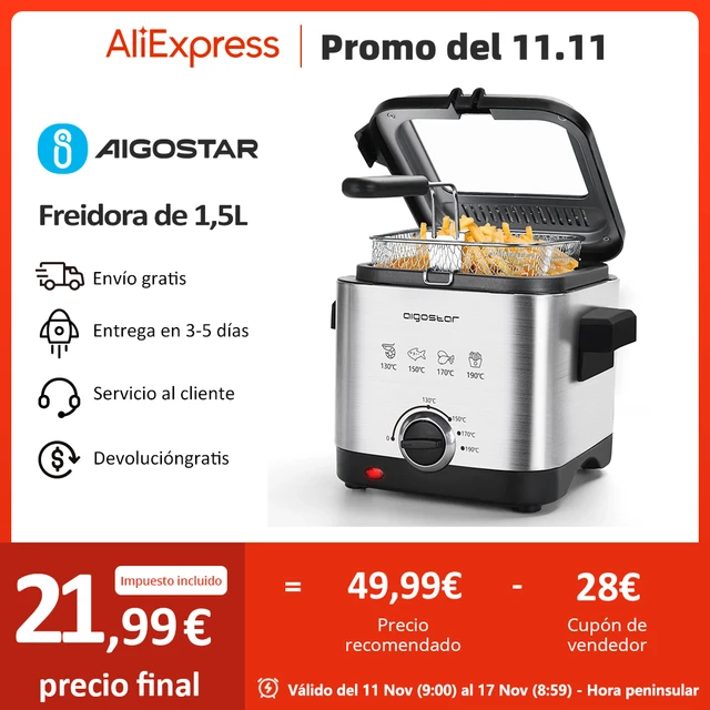 Freidora Cuisinart Compacta de Acero, 1 litro