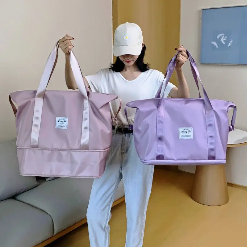 Large Capacity Expansion Travel Bag Nylon Handheld Yoga Fitness Bag Women Waterproof foldable lightweight Luggage Bag Organizer 2