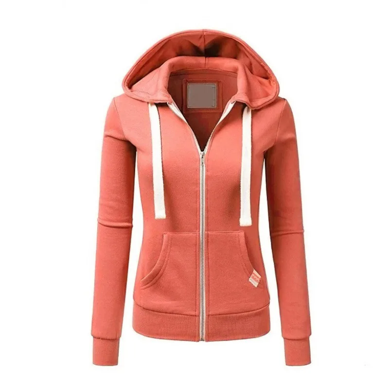 2024 Autumn/Winter New Women's Personalized Fashion Sports Hoodie Long Sleeve Drawstring Pocket Zipper Coat Woolen Sweater Top 2