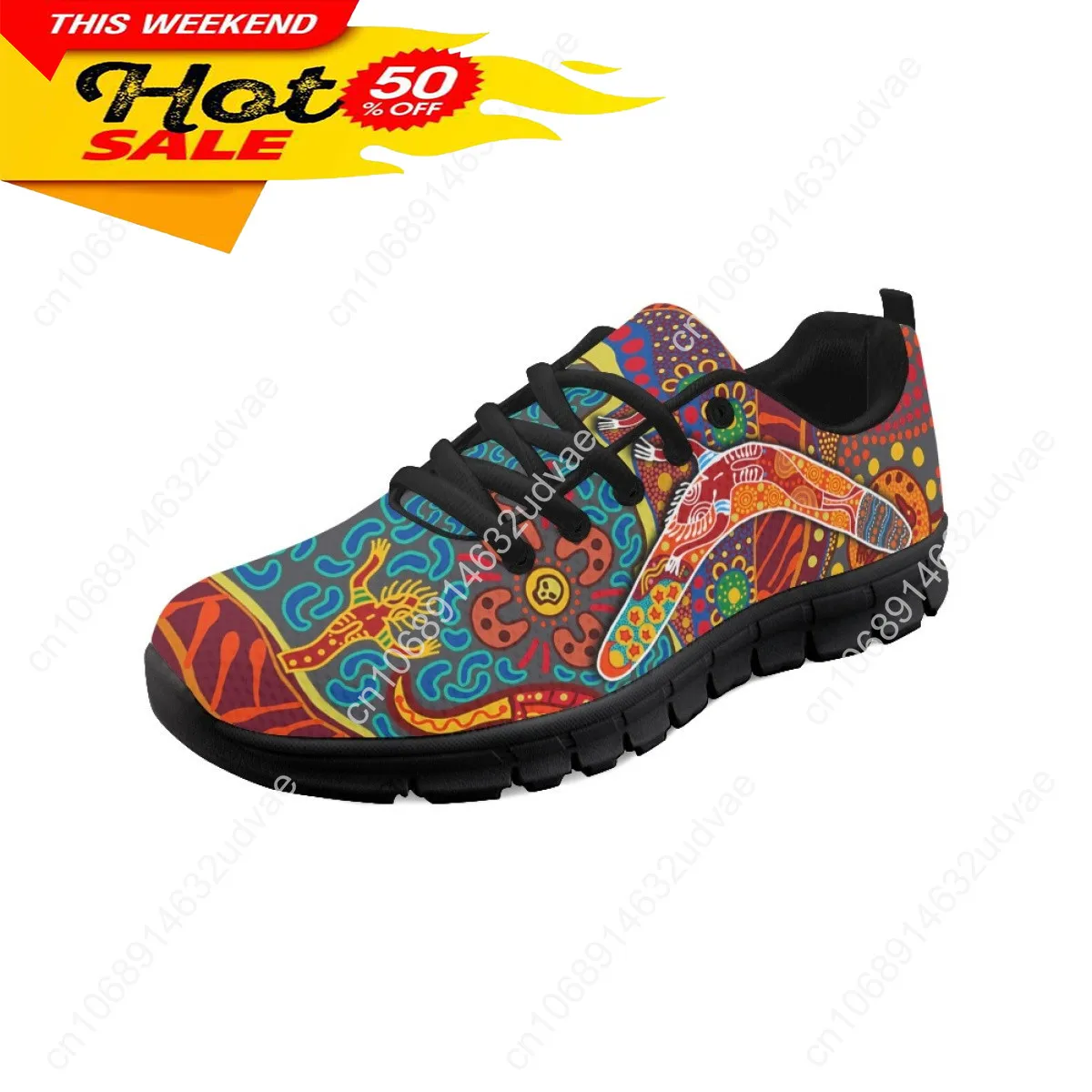 Australia Aboriginal Art Lace-up Mesh Sneaker Shoes For Women New Fashion Ladies Couple Flats Comfort Light Footwear