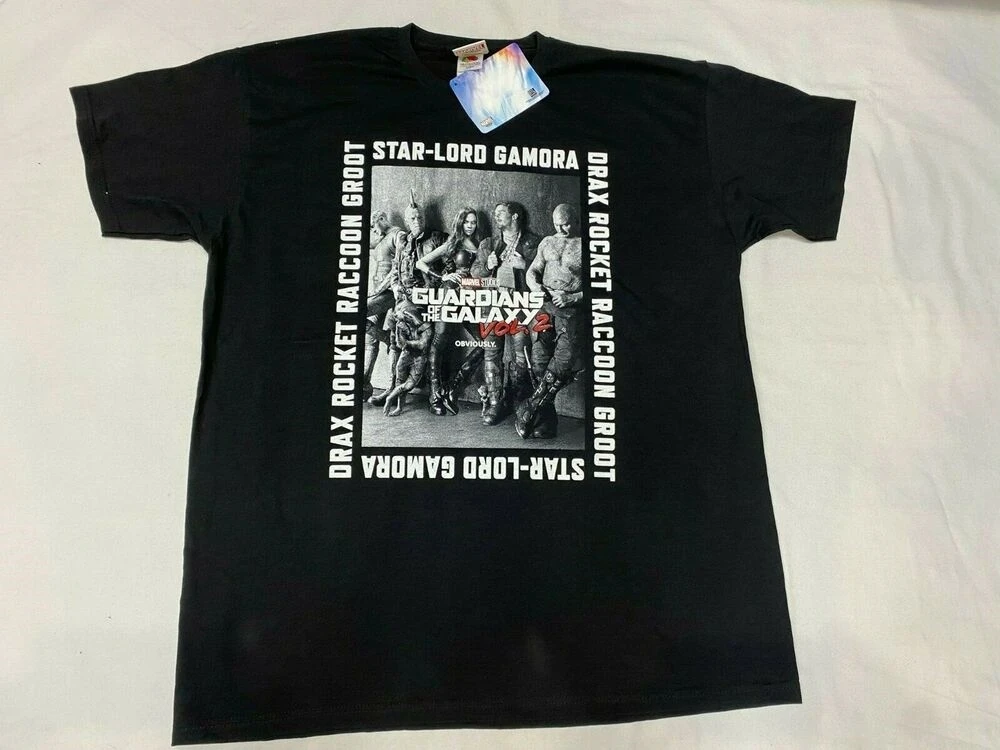GUARDIANS OF GALAXY VOL. 2 TSHIRT MENS BLACK STAR-LORD GAMORA |