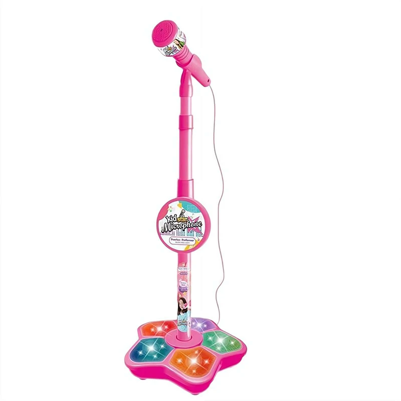 Microfone infantil genérico com suporte, máquina de karaokê, microfone infantil para meninas, brinquedo musical para cantar e se divertir com efeitos sonoros._voghion.com