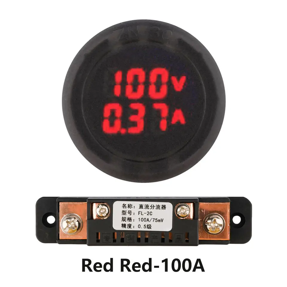 DC100V 1A 10A 50A 100A Digital Voltmeter Ammeter Circular Voltmeter Car Voltage Current Meter Volt Detector Tester Monitor Panel image 10
