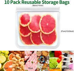 10-Piece Eco-Friendly Reusable Leakproof Food Storage Bags - 10Pcs (28X27cm)