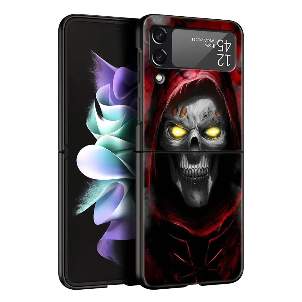 Black Grim Reaper Skull Skeleton Protective Folding Phone Case