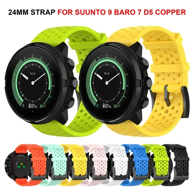 Bracelet en Silicone de 24mm pour montre intelligente SUUNTO 7 9 Baro D5, bracelet de remplacement pour sport spartan hr Fossil Q Hybrid correa 1 Bracelet en Silicone de 24mm pour montre intelligente SUUNTO 7 9 Baro D5, bracelet de remplacement pour sport spartan hr Fossil Q Hybrid correa 1