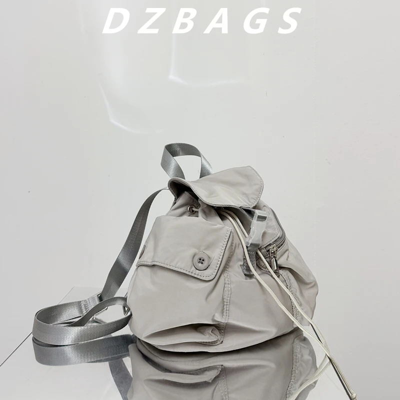 Korean Style Fashion Casual Women's Backpack Autumn Winter Retro All-Match Solid Color Zipper Lace-up Backpacks for Ladies