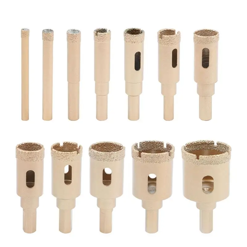 

Marble Chamfer Bit 12pcs Brazed Hole Saw Kit For Tile Drilling Tool With Coated Edges For Hand-Held Drill Electric Screwdriver