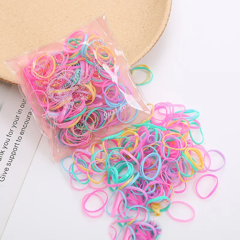

320pcs Small Colorful Children Girls Hair Accessories Hair Elastic Ties Headband Disposable Elastic Rubber Band Ponytail Holder