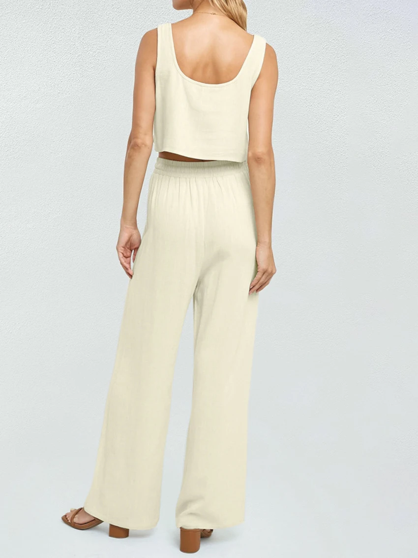 Marthaqiqi New Summer Ladies Sleepwear Set Sexy Tank Tops Pajamas Crop Top Nightgowns Pants Casual Women Nightwear 2 Piece Suit