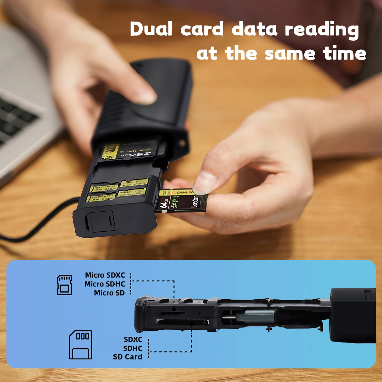 Desiontal DK10 2-in-1 메모리 카드 리더기 및 보관 케이스, SD/TF 카드용 고속 USB 3.1 Type-C 카드 리더기(정리함 포함)