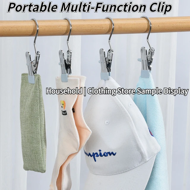 4 Pieces Metal Sock Clips with Acrylic Handle Laundry Hanging Hooks Clips  Acrylic Clothespins Cloth Clips Sock Clip Hat Clip Drying Clips, Silver