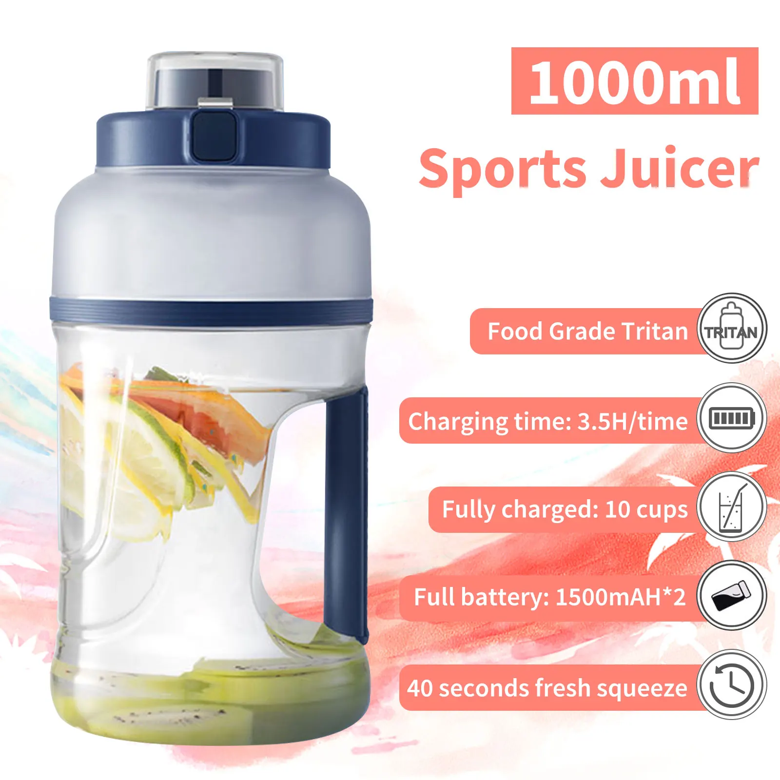 1000ml Fresh Salad Cup Salad Meal Shaker Cup Portable Fruit and Vegetable  Salad White 