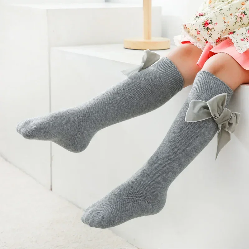 

Spring and Autumn New Girls' Socks Bow Mid-tube Socks Solid Color Children's Cotton Socks Tidal Stockings Stockings