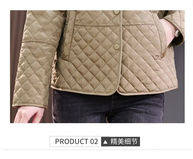 Autumn Winter Women Midi Plaid Quilted Coats Fashion Female Korean Clothing New Solid Casual Thicken Warm Long Sleeve Jackets