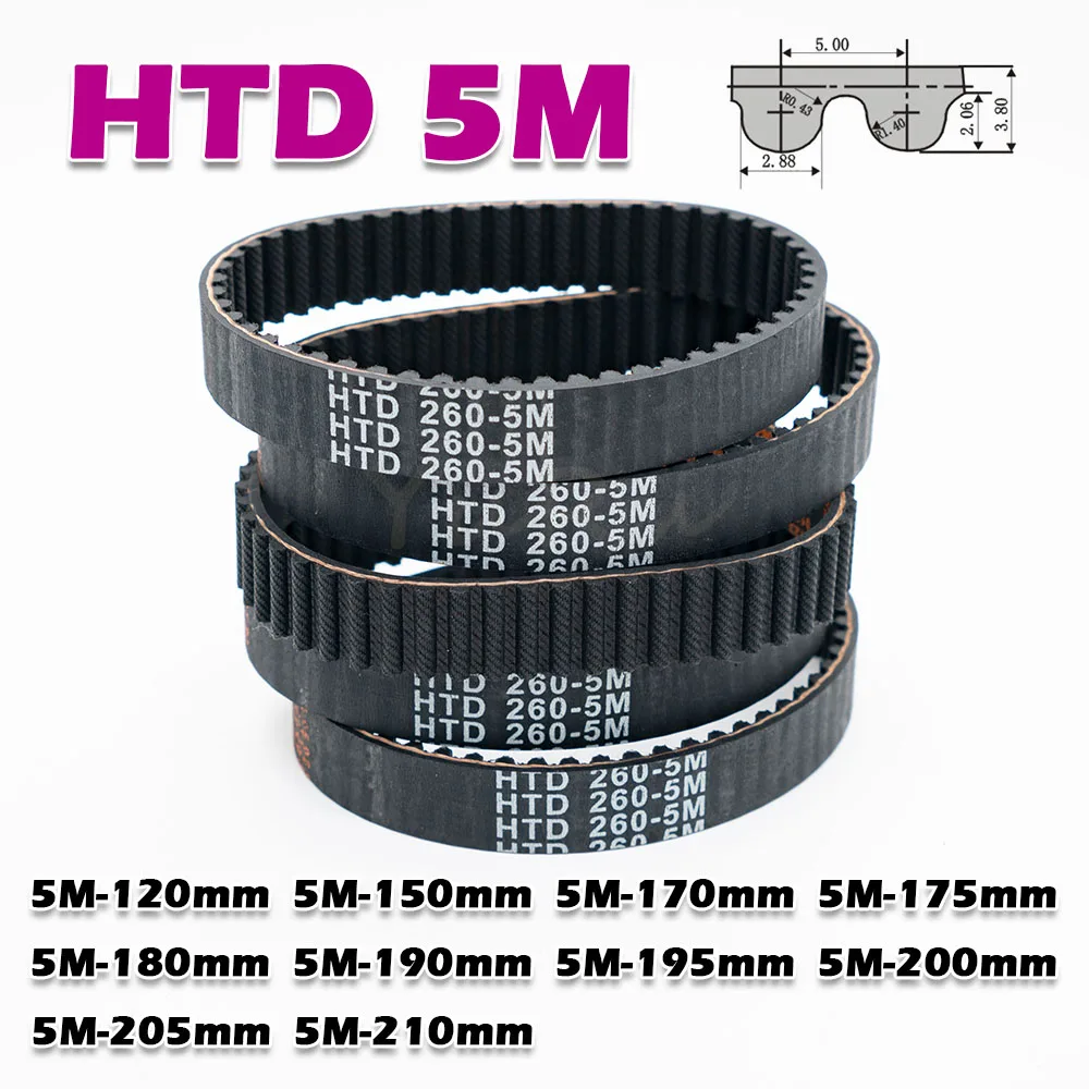 HTD 5M Gummi-Zahnriemen, Breite 10–30 mm, geschlossener Regelkreis, Umfang 120 150 170 175 180 190 195 200 205 210 mm, Getriebe, CNC-Antrieb – Detail 8