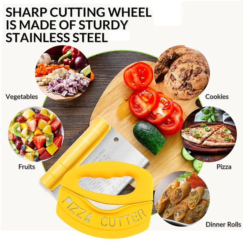 Dough Scraper Baking Tool Dough Cutter Baking Accessories Cake Scraper Bench Scraper For Baking Stainless Steel Dough Cutter and Scraper Tool Food Chopper Pizza Cutter Multi-Purpose Kitchen Gadgets