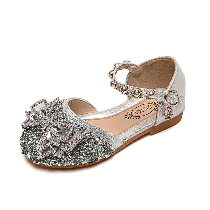 Girls Sandals Princess Bowtie Glitter Dance Party Casual