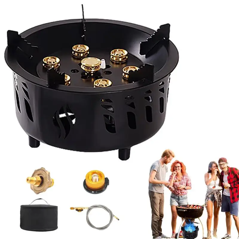 

Windproof 20000W 7 Core Strong Fire Power Camping Stove Portable Tourist Gas Burner Outdoor Stoves Hiking BBQ Cooking Cookware