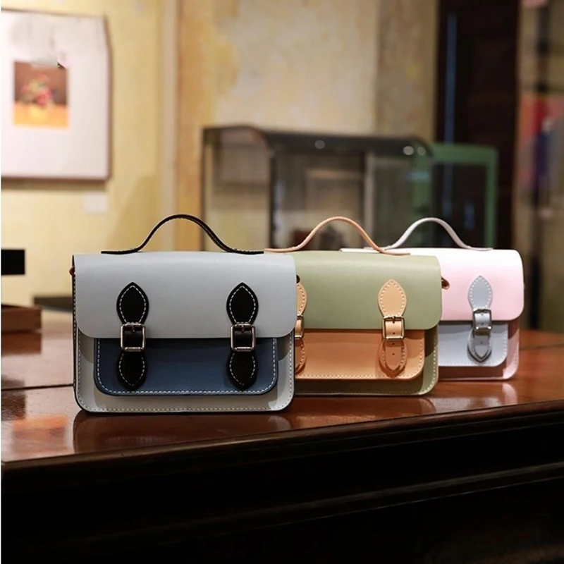 DIY Cambridge Bag Making Kits PU Leather Lady Crossbody Satchel Bags Handcrafted Sewing Semi-finished Set for Women Handbag