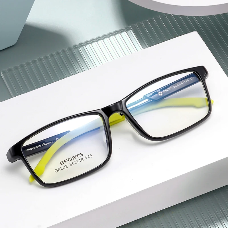 

56mm High Quality Sport Eyeglasses Men Women TR Rectangular Outdoor Basketball Glasses 0 Diopter Myopia Prescription Frame 6202