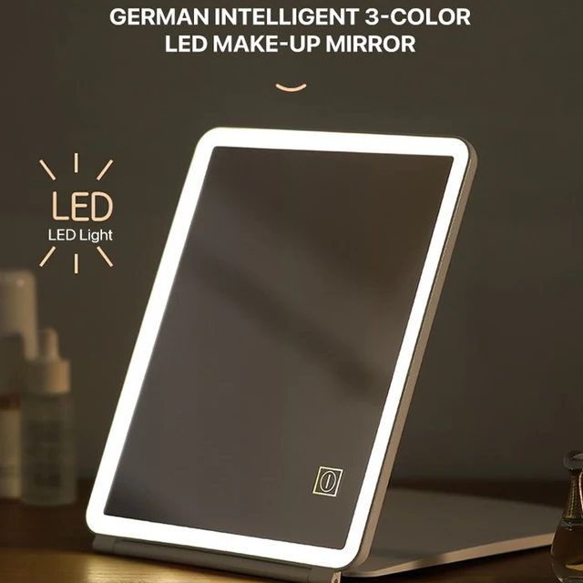 Intelligens Hajtogató Led Smink Tükör Érintőképernyő 180 Fokos Forgó Kozmetikai Usb Töltőállvány