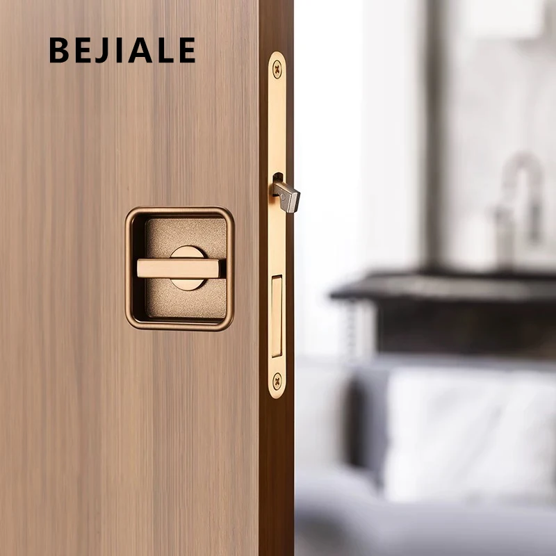 New Square Pocket Wooden Sliding Door Lock Sliding Door Lock Black Indoor Kitchen Bathroom Mobile Hook Gray