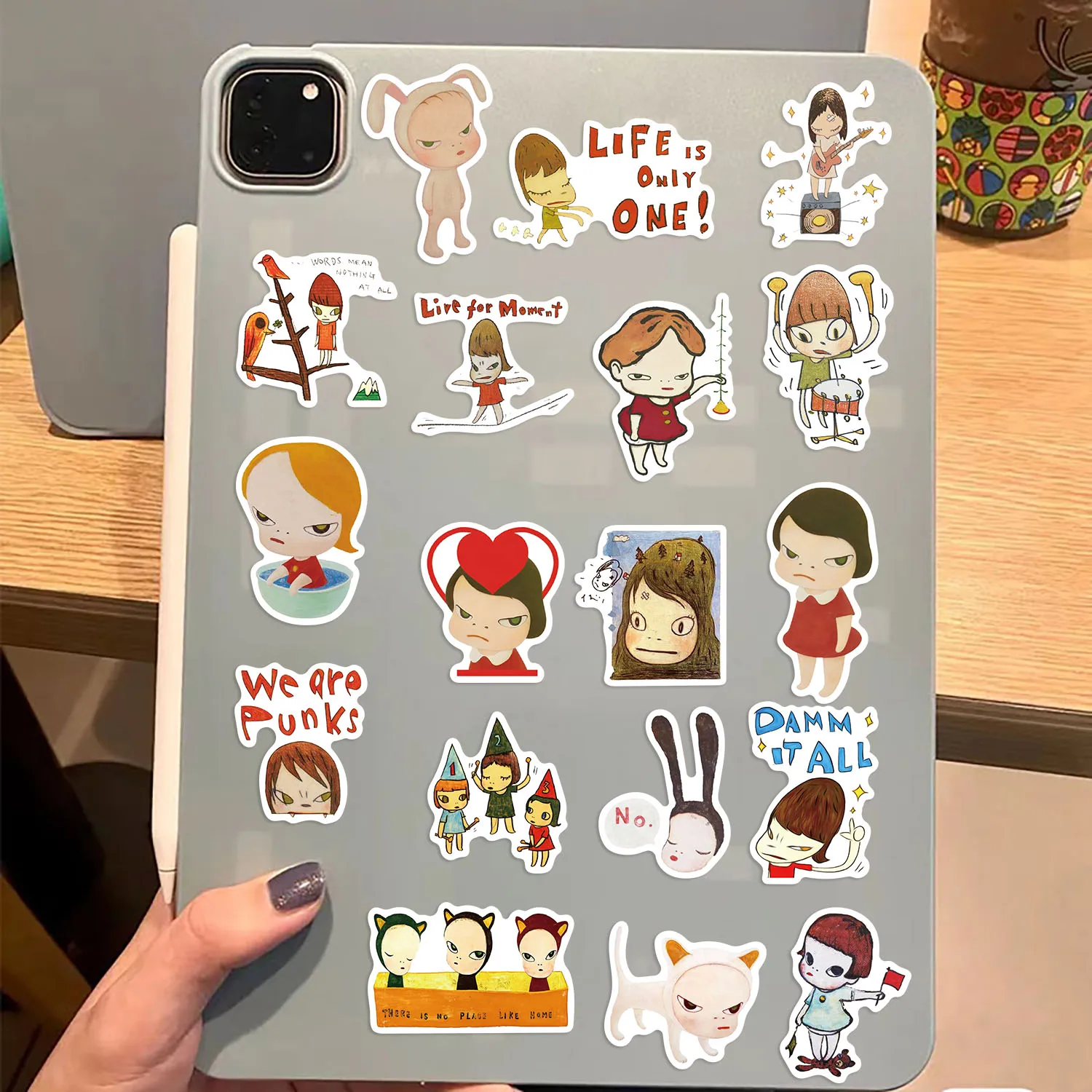 50 Stück Yoshitomo Nara Cartoon-Aufkleber für Kinder, DIY, Schreibwaren, Gitarre, Fahrrad, wasserdicht, niedliche Dekoration, Aufkleberpackungen – Detail 4
