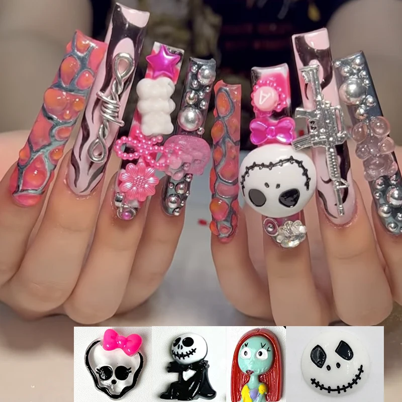 

10pcs/Bag 3D Halloween Spooky Ghost Cartoon Nail Charms Art Design For Manicure Decor DIY Accessorie