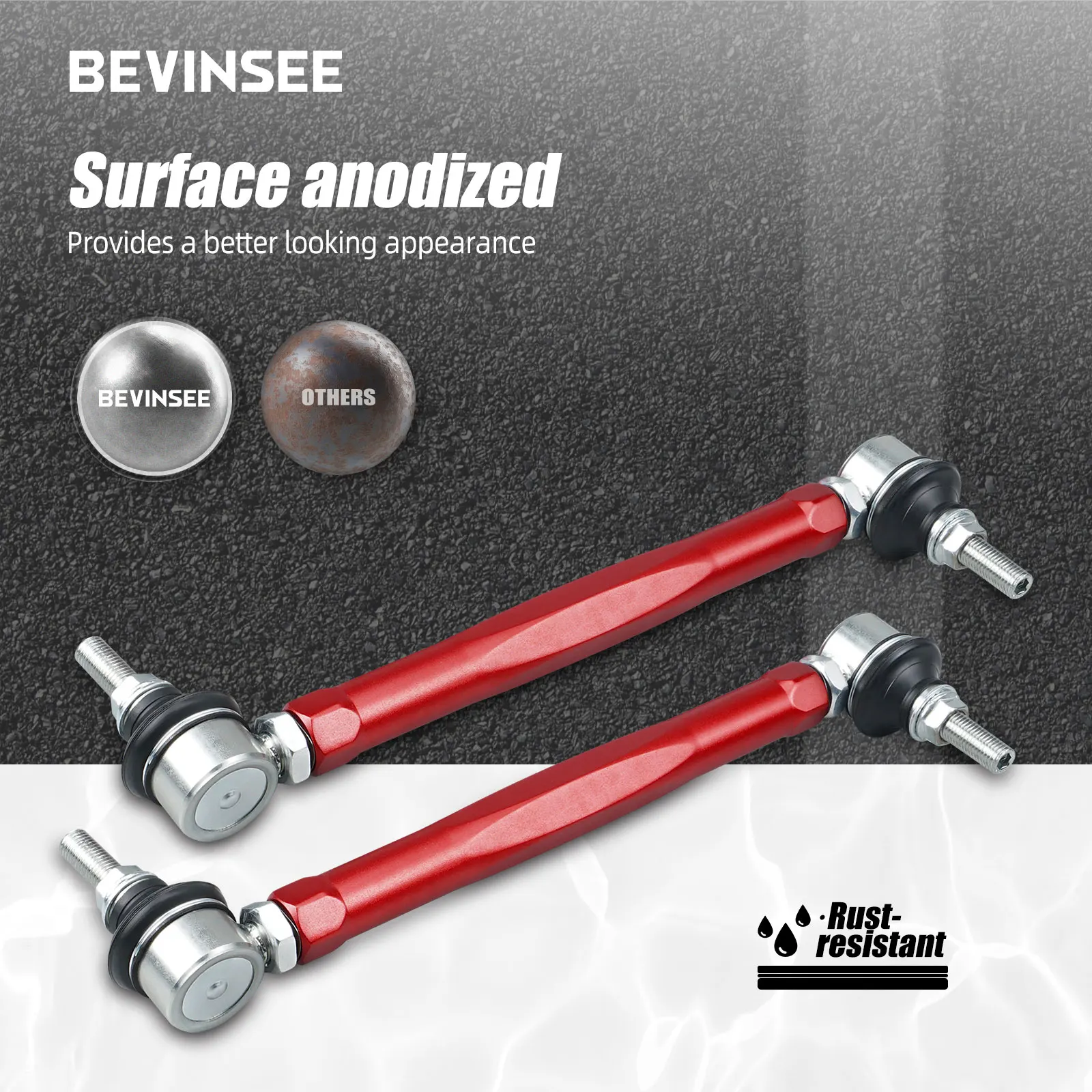 BEVINSEE Front Adjustable Sway Bar End Link Set for BMW E46 323i 325i 328i 330i 1999-2006 Z4 E85 E86 2003-2008