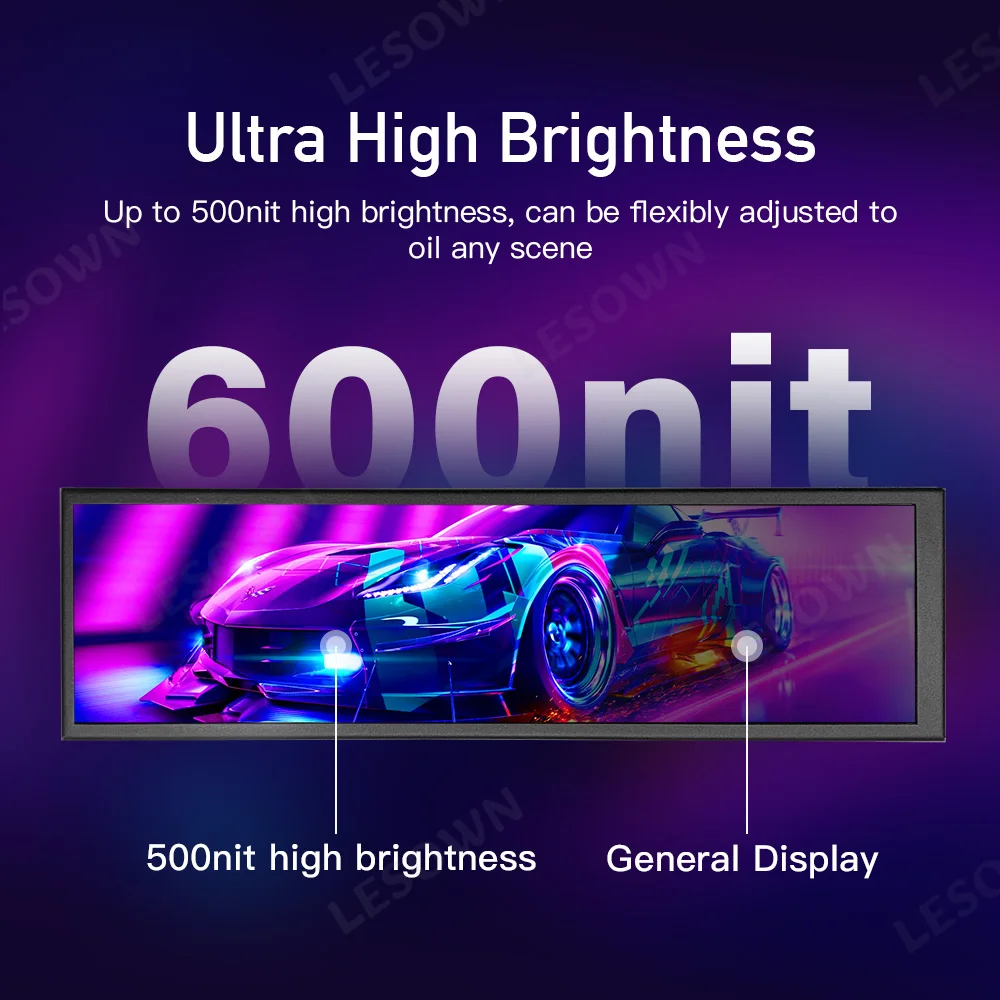 LESOWN 8.8인치 스트레치 바 디스플레이 휴대용 480x1920 USB-C 여행용 외부 보조 화면 (음악 스펙트럼 디스플레이용)