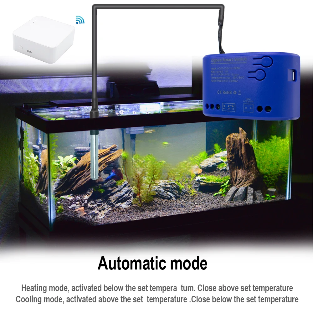 Description Picture 3 of itemTuya Zigbee Smart Temperature Switch 10A 2200W 7-32V 85-250V Automatic Control Temperature Mode Work With Alexa Compatible RF433